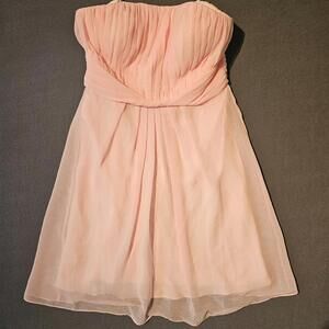 Prom Strapless Gown sz 12 BLUSH PINK Chiffon Bridesmaid Dress Lined Donna Morgan